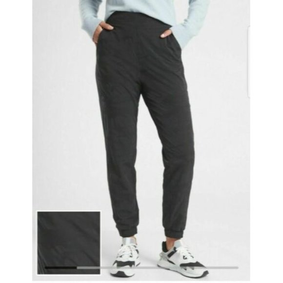 Athleta Woman's Sz 4 Black Brooklyn Textured Lined Jogger Camo Lux Travel - Picture 1 of 12